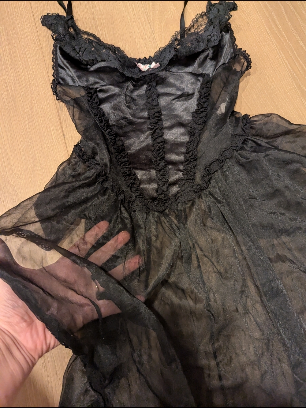 Vintage Black Lace Chemise Nightdress - Women's Intimates - Picture 2 of 9